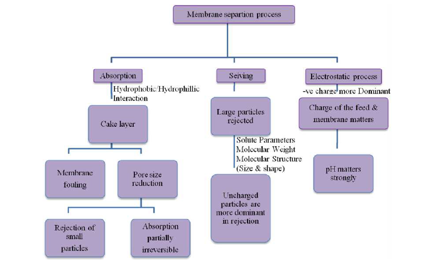 Basic principles used in membrane separation