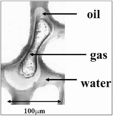 Spreading oil droplet on gas bubble